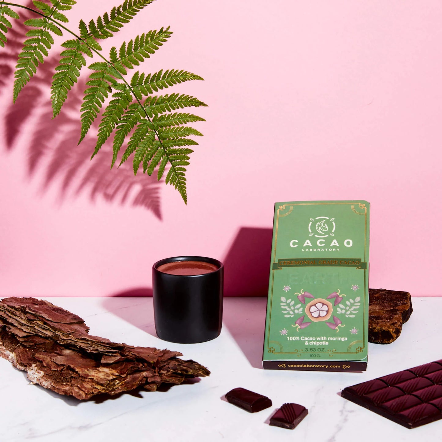 CEREMONIAL CACAO - EARTH Element: Nourish Your Roots with Moringa and Chipotle (3.5 oz bar)