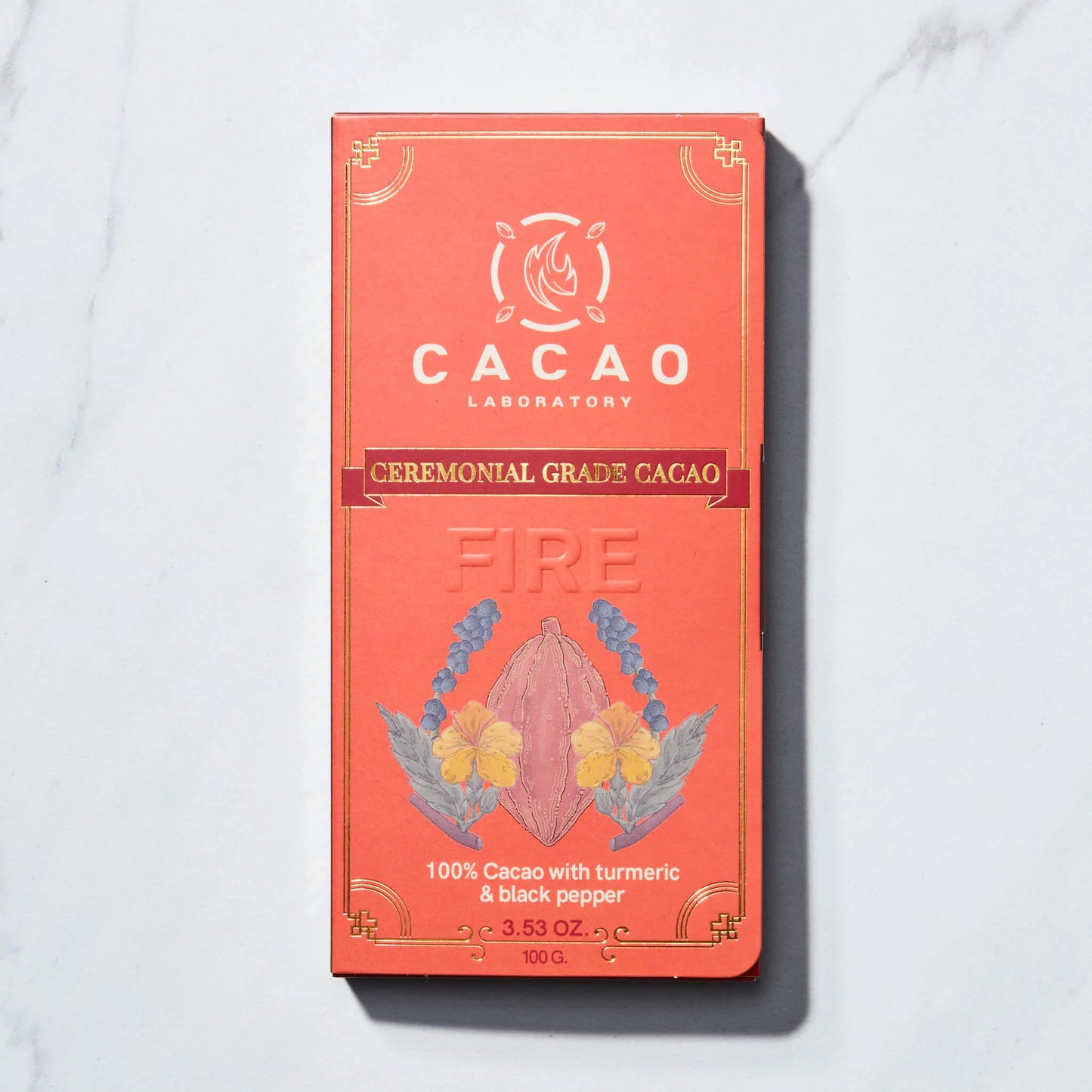 CEREMONIAL CACAO - FIRE Element: Ignite Your Passion with Turmeric and Black Pepper (3.5 oz bar)
