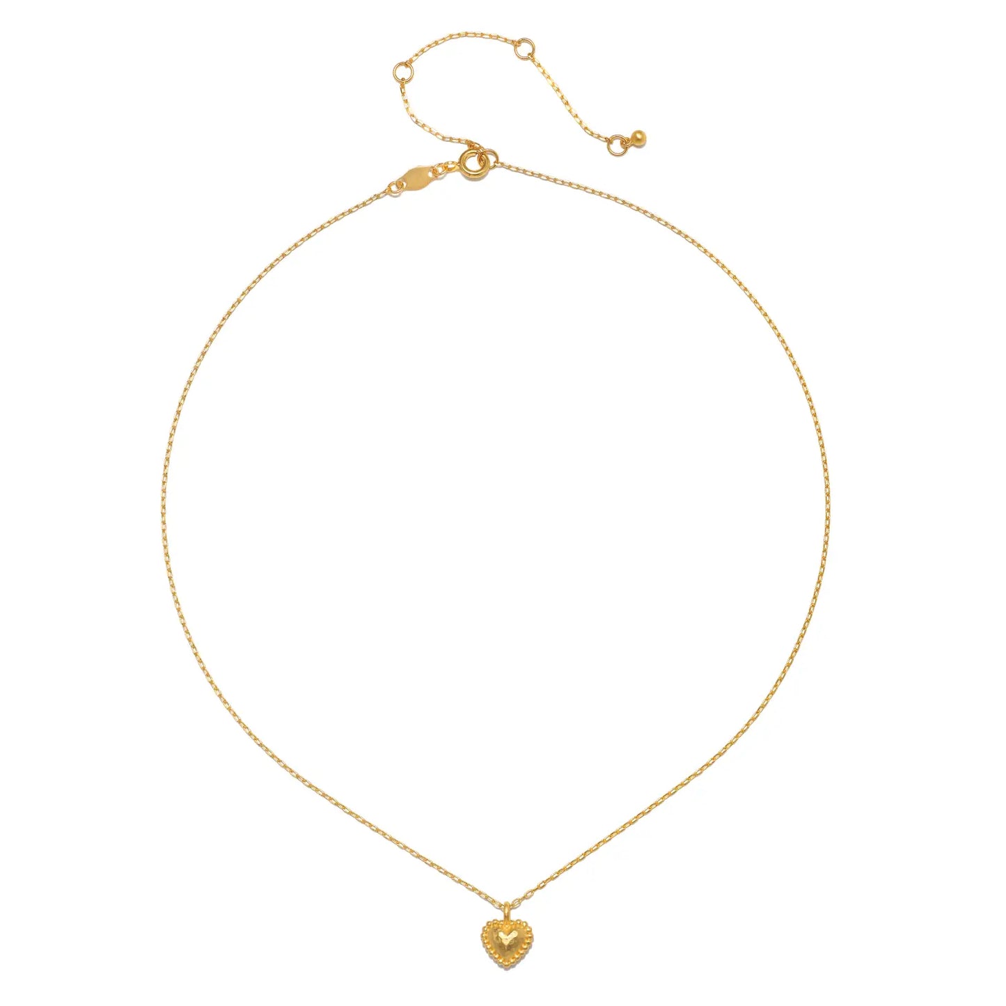 HAMMERED DOT HEART PENDANT NECKLACE
