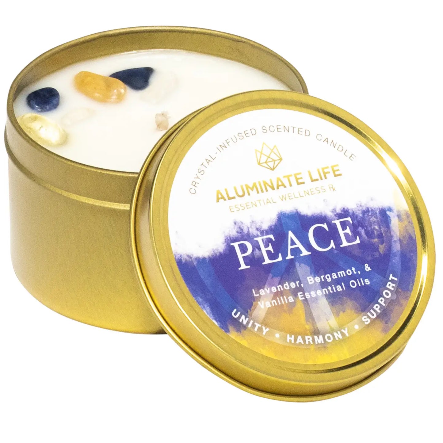 PEACE | CRYSTAL CANDLE TIN