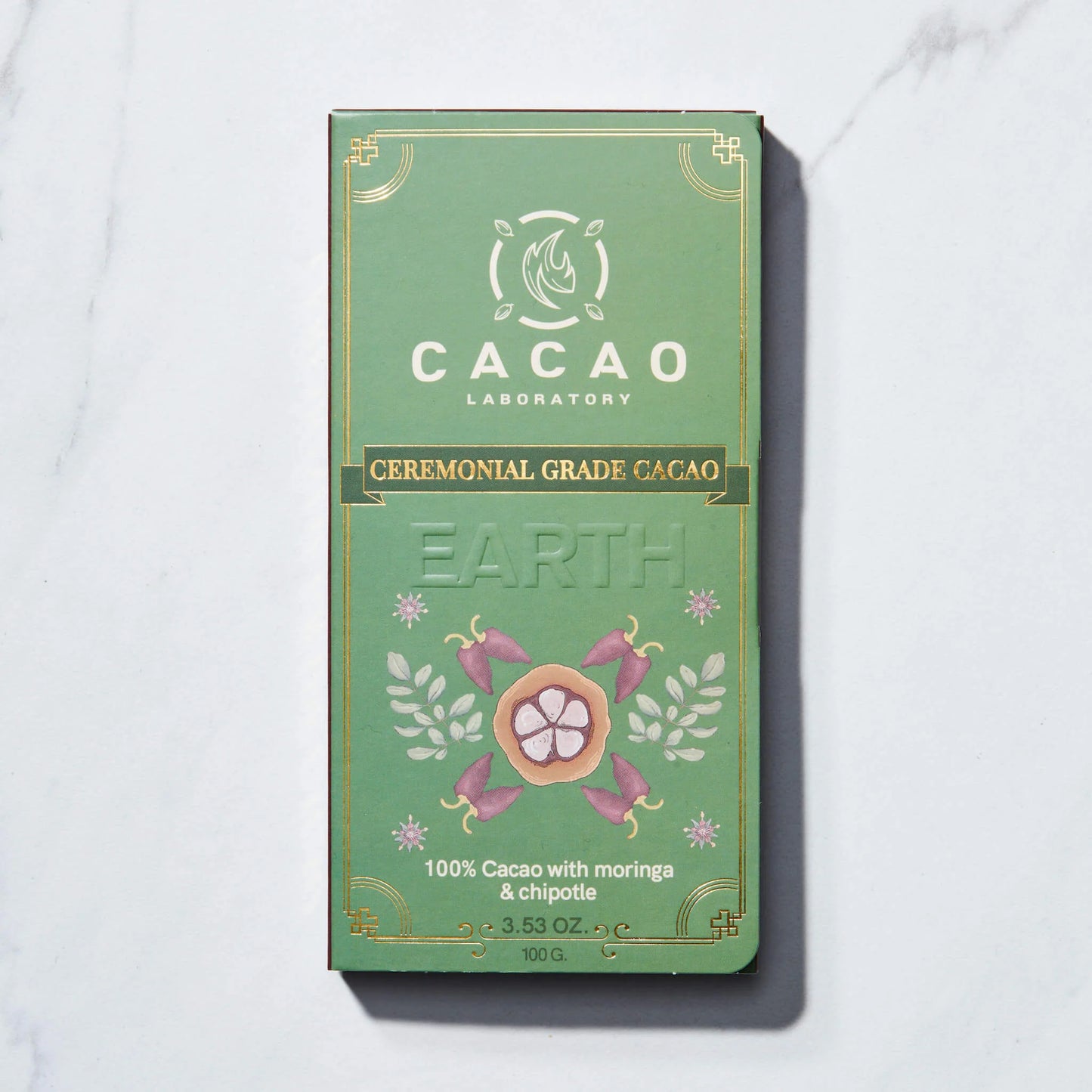 CEREMONIAL CACAO - EARTH Element: Nourish Your Roots with Moringa and Chipotle (3.5 oz bar)