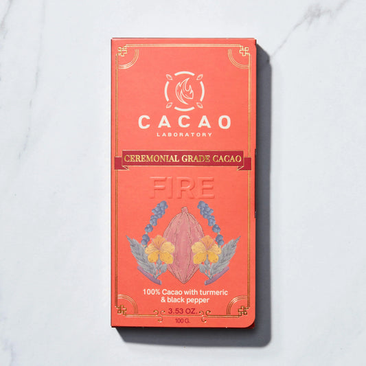 CEREMONIAL CACAO - FIRE Element: Ignite Your Passion with Turmeric and Black Pepper (3.5 oz bar)