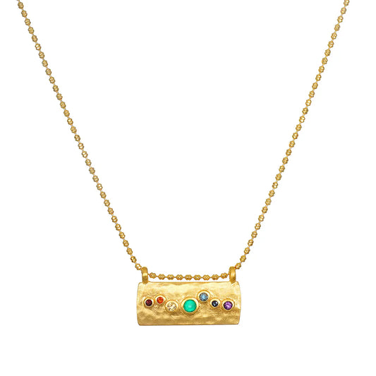 7 CHAKRA RAINBOW GEMSTONE PENDANT NECKLACE