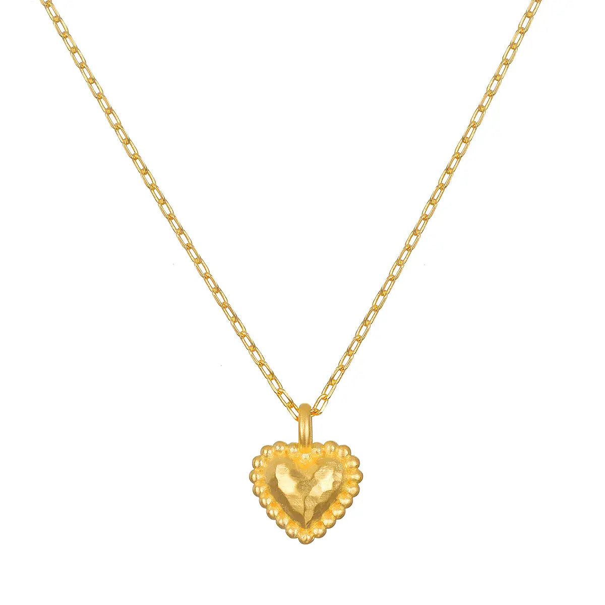 HAMMERED DOT HEART PENDANT NECKLACE