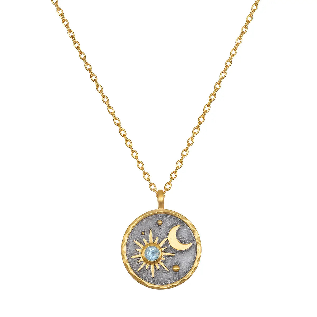 SUN + MOOON AQUAMARINE PENDANT NECKLACE