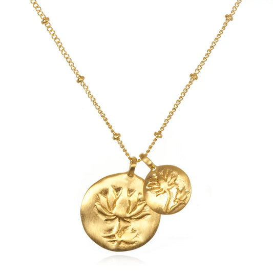 DOUBLE LOTUS PENDANT NECKLACE