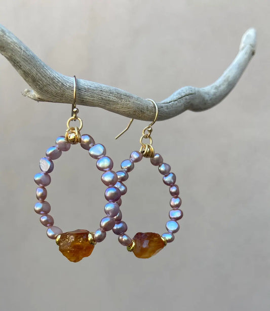 PEARL POPPY HOOP EARRINGS