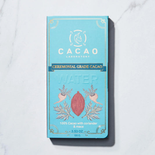 CEREMONIAL CACAO - WATER Element: Invoke Your Creativity with Coriander and Maca (3.5 oz bar)